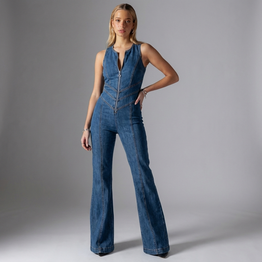Denvara | Ærmeløs Denim Jumpsuit