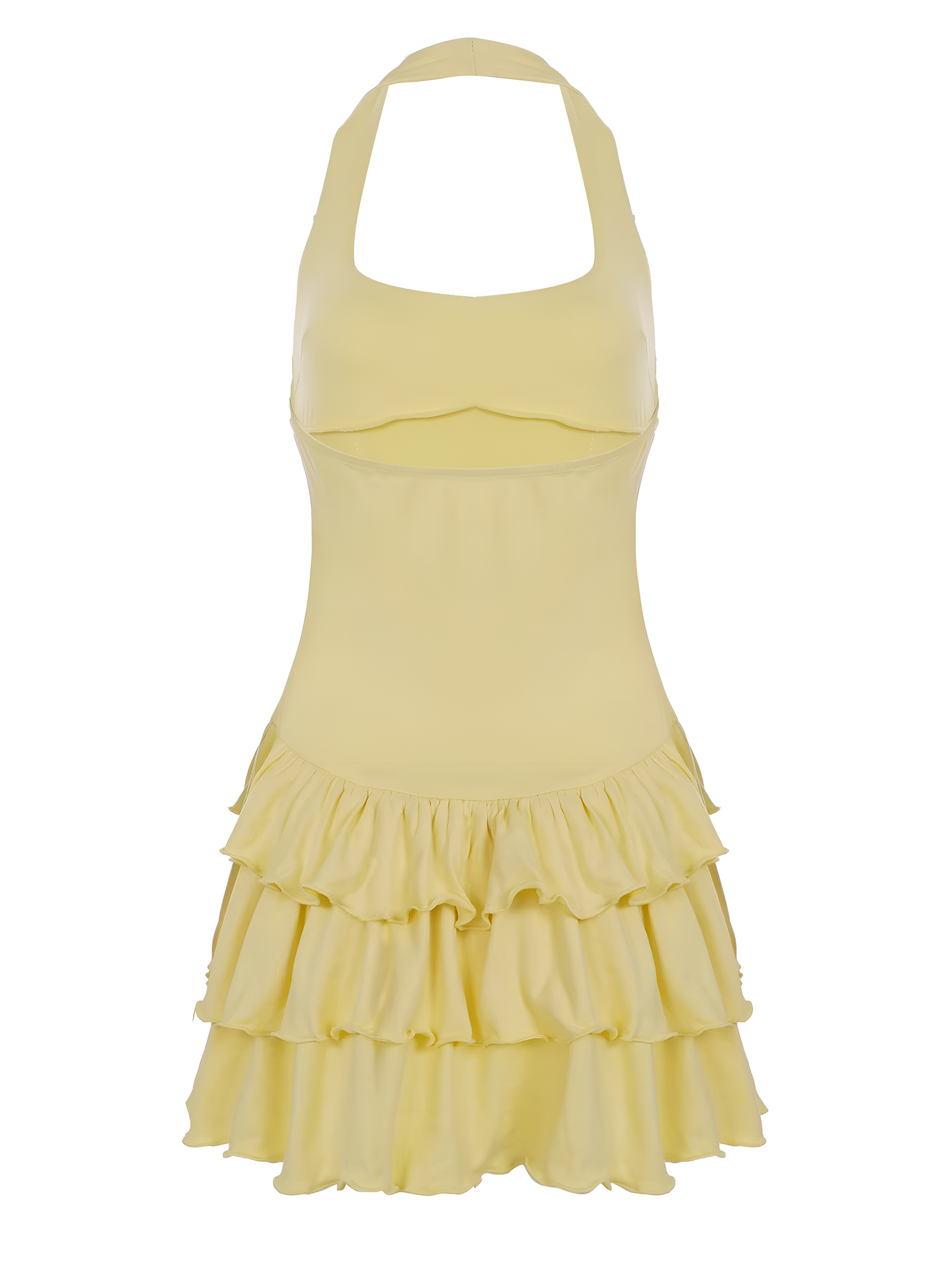 Zaraine | Damer Gul Mini Halterneck Kjole