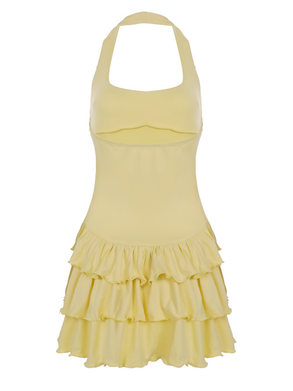 Zaraine | Damer Gul Mini Halterneck Kjole
