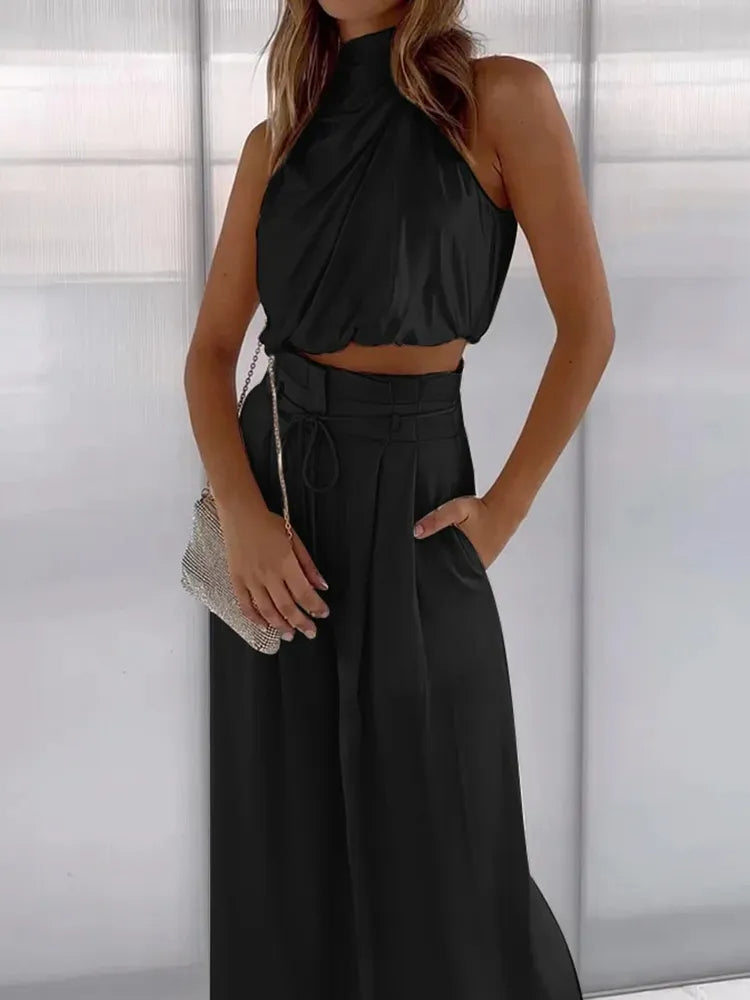 Valencia | Elegant To-Del Halterneck Top & Buksetaske Damer