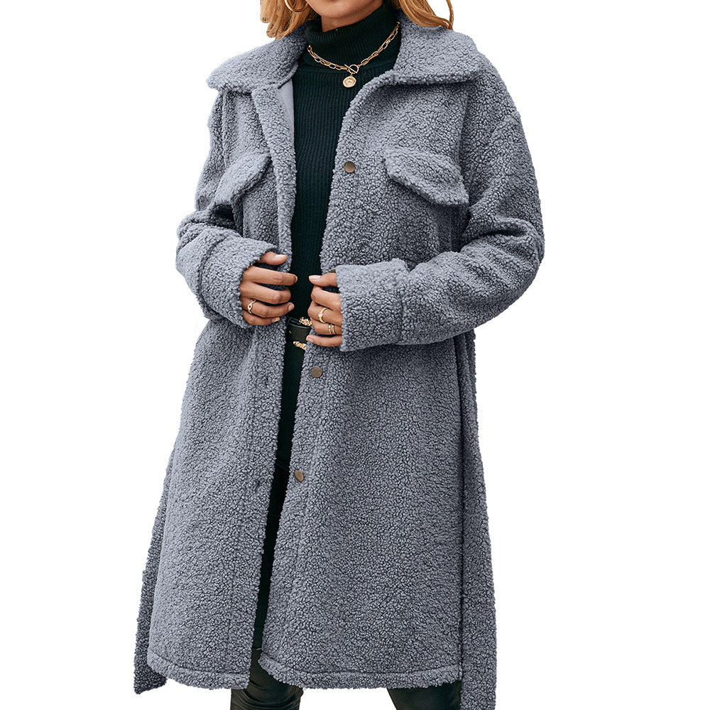 Soraya™ | Elegant langærmet blød trenchcoat med enkelt knap og fluffy design