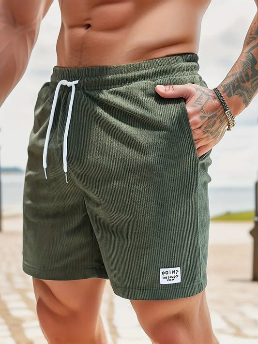 Thiago™ | Herrer Sommer Shorts i Ribbede Stof med Elastisk Talje og Snøre | Komfortable Loungewear Shorts