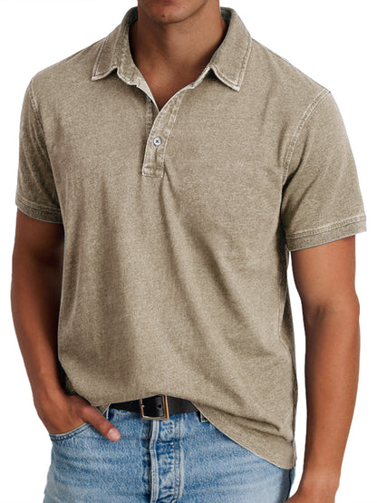 Rocco™ | Herre Bomulds Polo med Korte Ærmer | Komfortabel Vintage Washed Casual Polo til Sommer og Hverdag