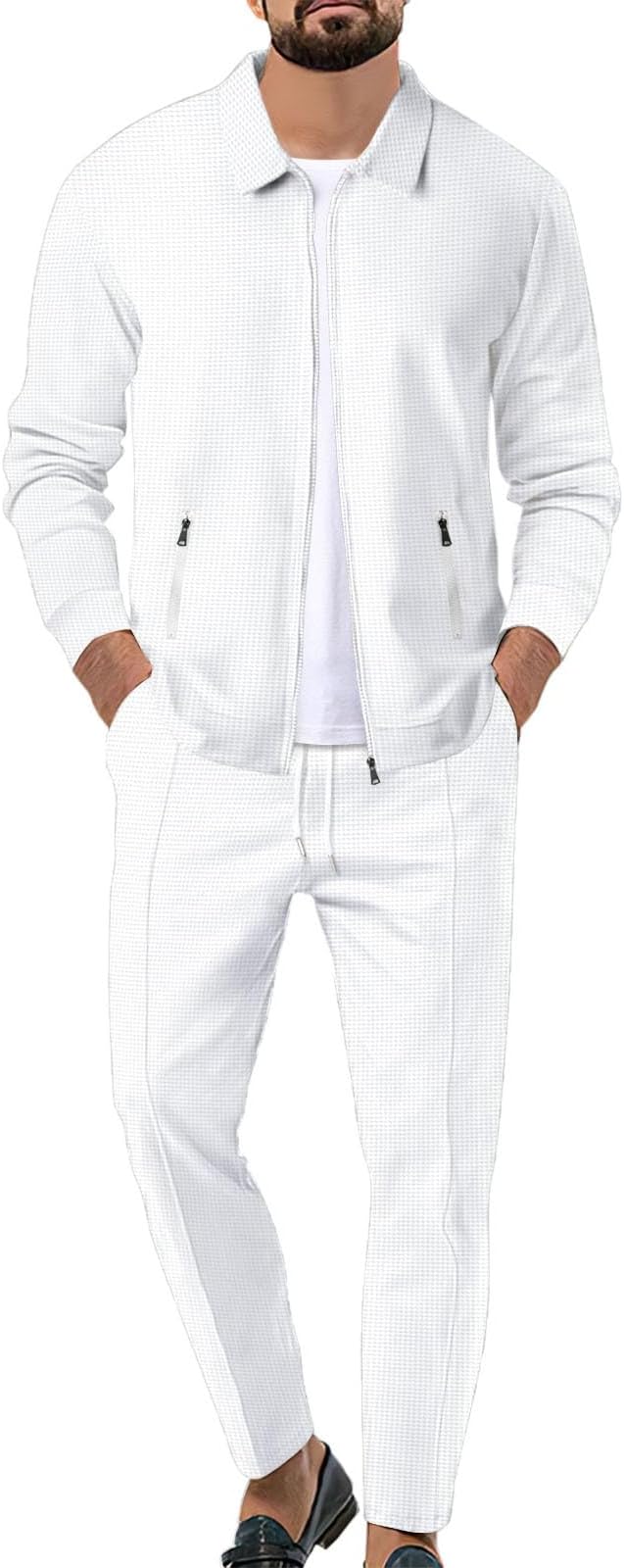 Theo™ | Herre Sommer Sæt i To Dele med Lynlås og Elastiske Bukser | Luksuriøst Smart Casual Co-ord Outfit