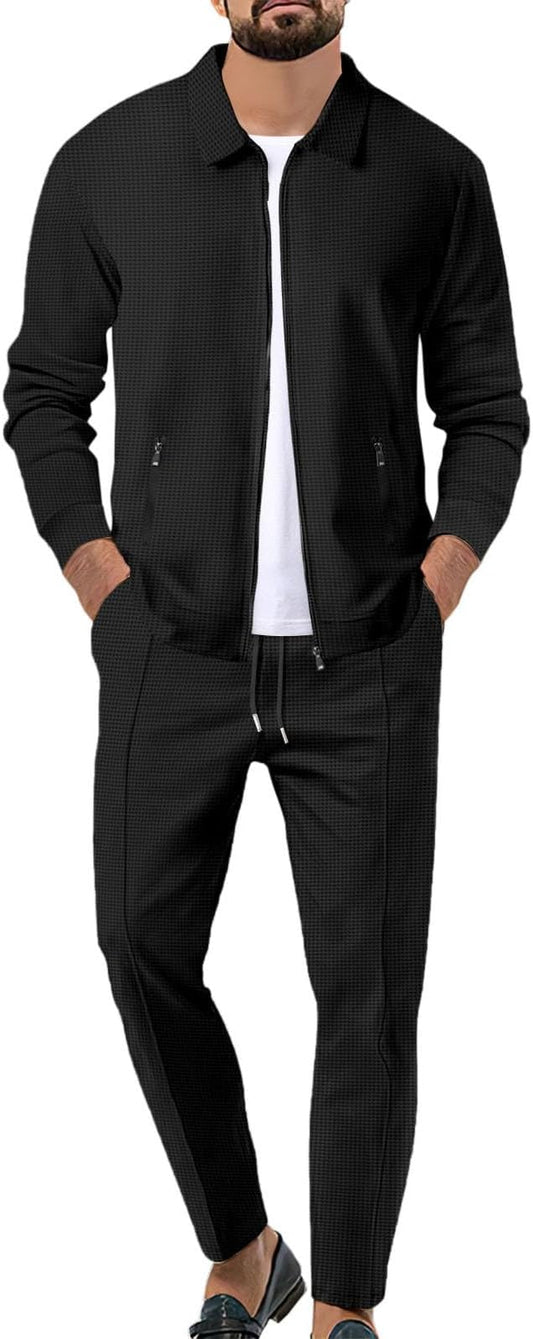 Theo™ | Herre Sommer Sæt i To Dele med Lynlås og Elastiske Bukser | Luksuriøst Smart Casual Co-ord Outfit