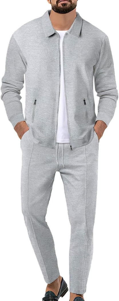 Theo™ | Herre Sommer Sæt i To Dele med Lynlås og Elastiske Bukser | Luksuriøst Smart Casual Co-ord Outfit