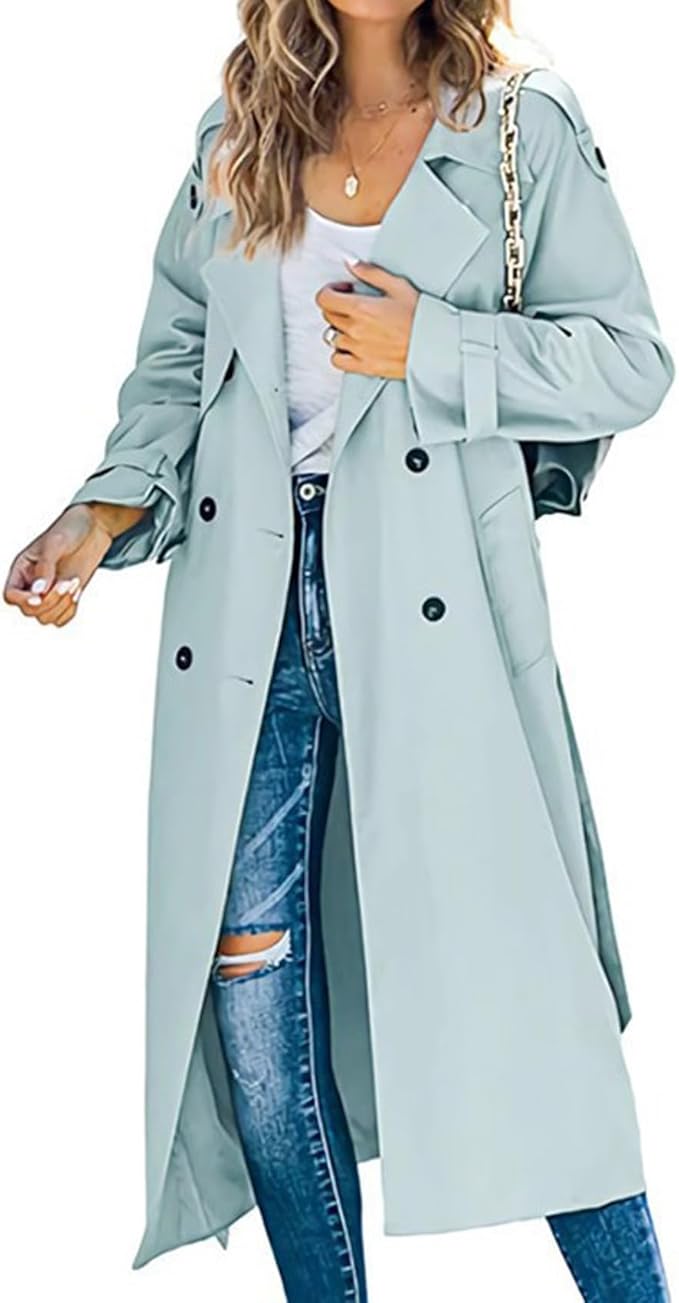 Camille™ | Ensfarvet Trenchcoat med Klassisk Reverskrave og Dobbelt Knaplukning
