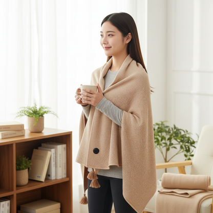 Warmify | Bærbart Varmetæppe og Tørklæde med USB Powerbank