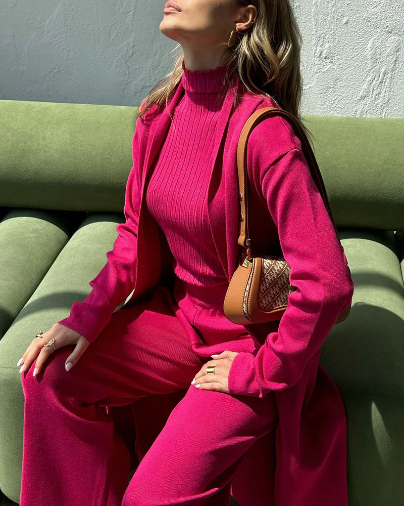 Roxy™ | Damer Luksuriøst 3-delt Strik Co-Ord Sæt | Blødt & Strækbart