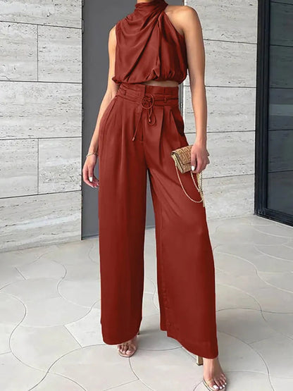 Valencia | Elegant To-Del Halterneck Top & Buksetaske Damer