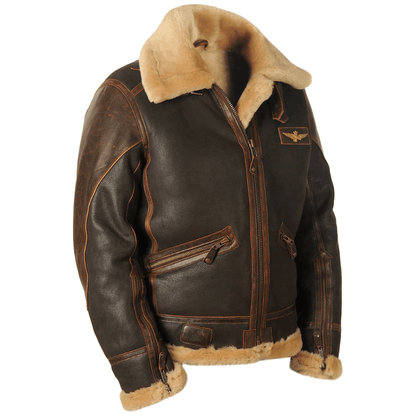Rheon | Læder Pilotjakke Med Shearling