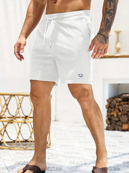 Thiago™ | Herrer Sommer Shorts i Ribbede Stof med Elastisk Talje og Snøre | Komfortable Loungewear Shorts