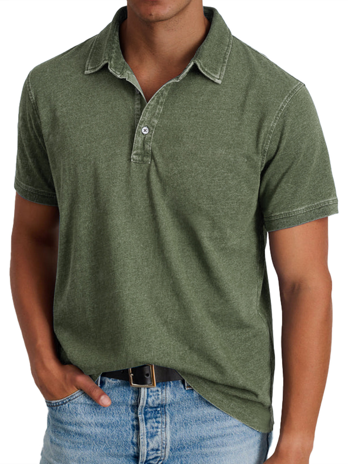 Rocco™ | Herre Bomulds Polo med Korte Ærmer | Komfortabel Vintage Washed Casual Polo til Sommer og Hverdag