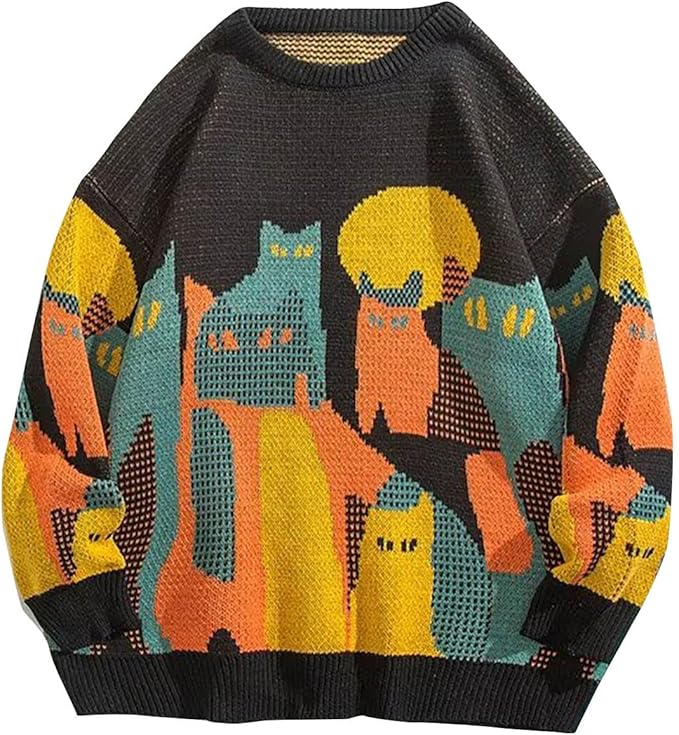 Mikado | Striktrøje Med Katteprint Og Afslappet Pasform Unisex