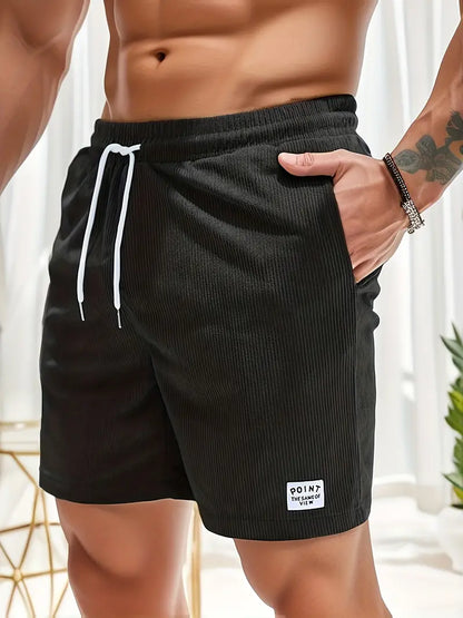 Thiago™ | Herrer Sommer Shorts i Ribbede Stof med Elastisk Talje og Snøre | Komfortable Loungewear Shorts