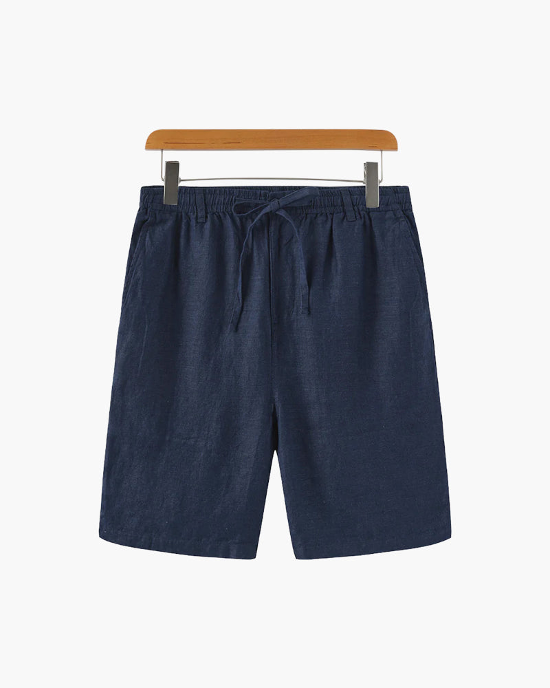 Nereo | Sommer Shorts til Mænd i Hørlook med Elastisk Talje & Sidelommer