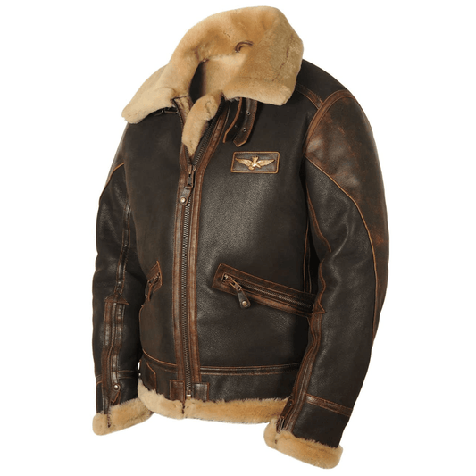Rheon | Læder Pilotjakke Med Shearling
