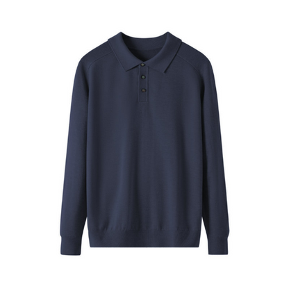 Renato™ | Herre Finstrikket Langærmet Poloshirt med Polokrave | Slim Fit Smart Casual Polo i Neutrale Farver
