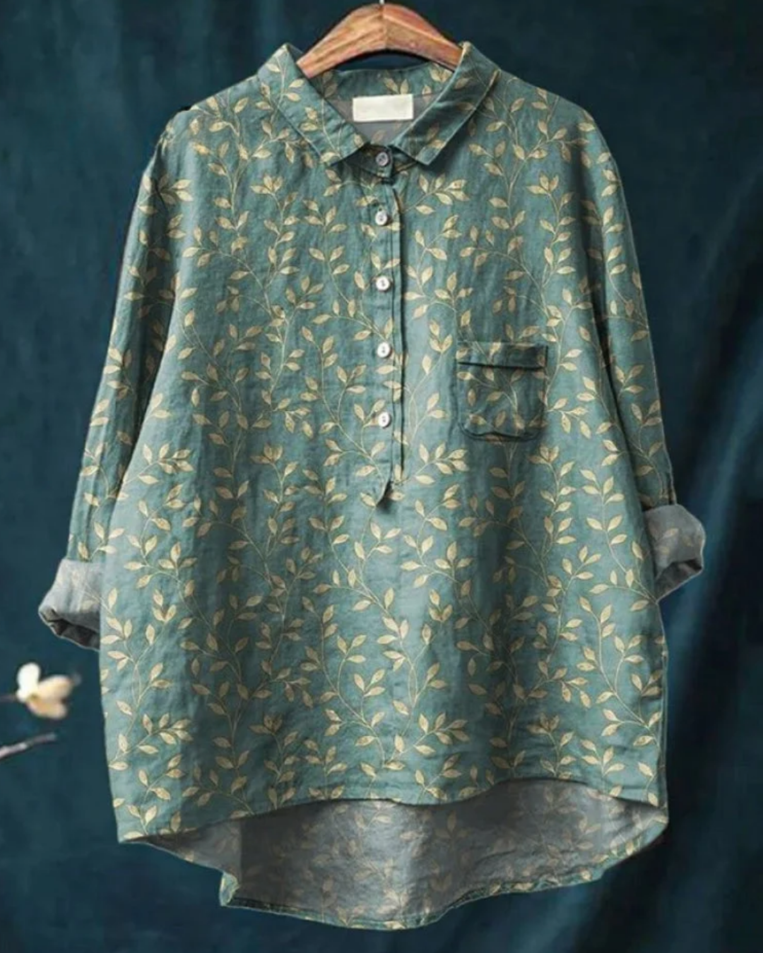 Zahara | Bohemian Bluse Dame | Let Sommerbluse | Lange Ærmer | Kunstnerisk Blomsterprint | Løstsiddende & Åndbar