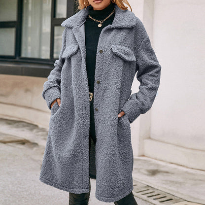 Soraya™ | Elegant langærmet blød trenchcoat med enkelt knap og fluffy design