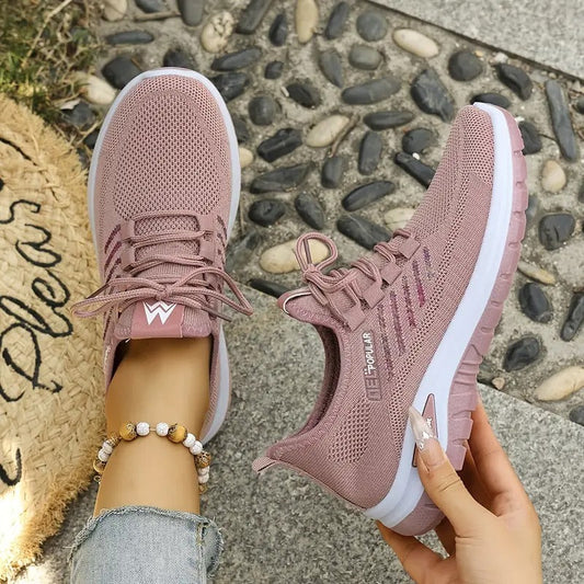 Lunessa™ | Damer Letvægtssneakers med Snørebånd | Åndbart Mesh og Stødabsorberende Sål til Gåture, Fitness og Hverdagsbrug