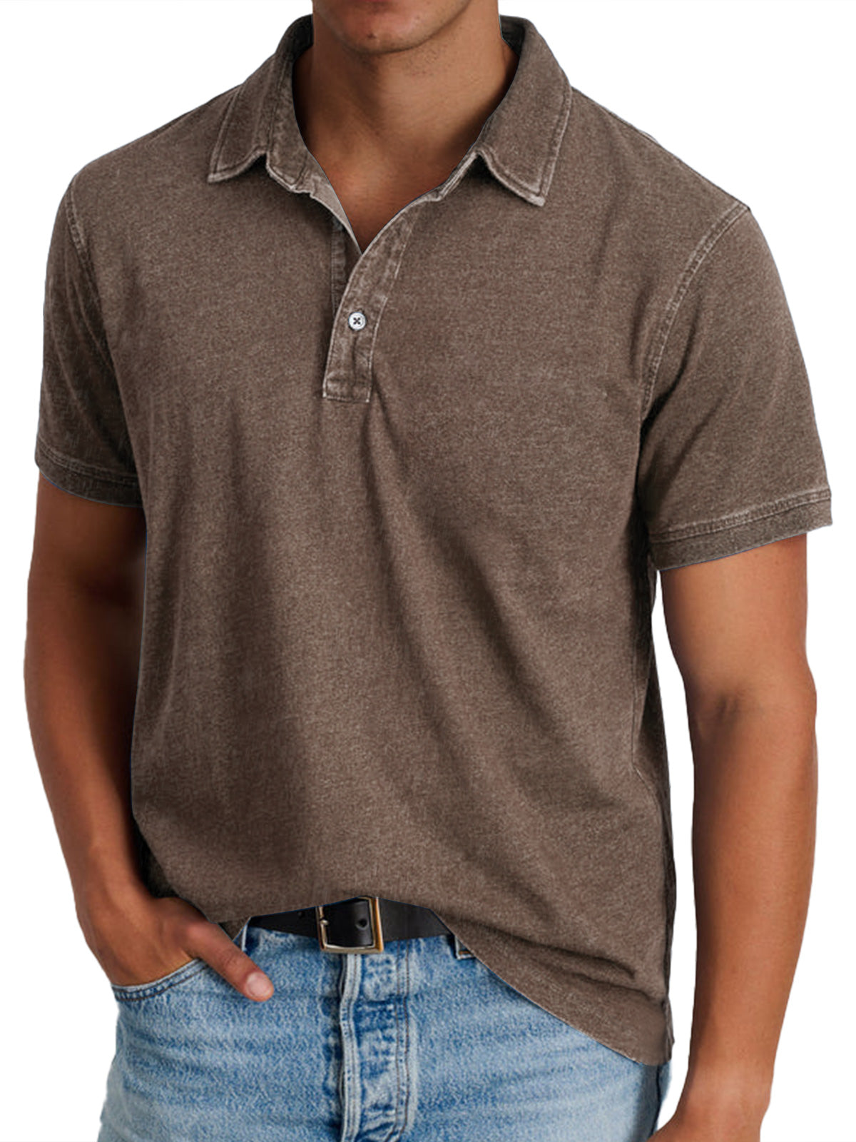 Rocco™ | Herre Bomulds Polo med Korte Ærmer | Komfortabel Vintage Washed Casual Polo til Sommer og Hverdag