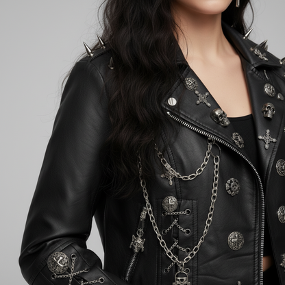 Averix | Unisex Punk Rock Læder Bikerjakke