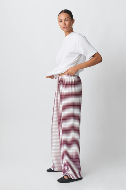 Maribel™ | Damer Blød Pyjamasbukser med Striber | Let, Løstsiddende Loungebukser med Elastisk Talje