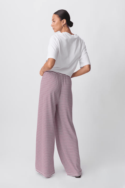 Maribel™ | Damer Blød Pyjamasbukser med Striber | Let, Løstsiddende Loungebukser med Elastisk Talje