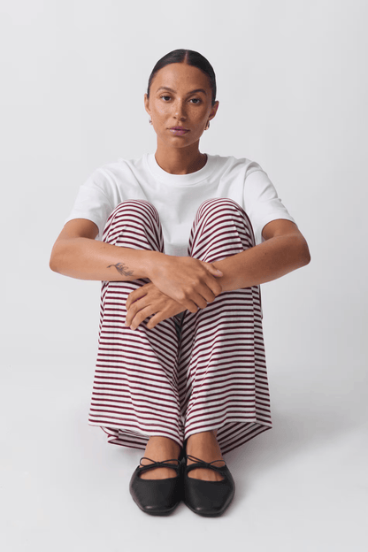 Maribel™ | Damer Blød Pyjamasbukser med Striber | Let, Løstsiddende Loungebukser med Elastisk Talje