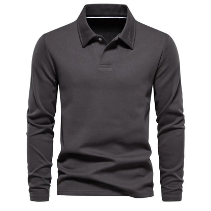 Jay™ | Herrer Luksus Langærmet Poloshirt med Perfekt Pasform til Komfort og Elegance