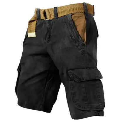Lucenzo™ | Herrer Cargoshorts med Bælte og Lommer | Slidstærke Bomuldsshorts til Outdoor & Sommer