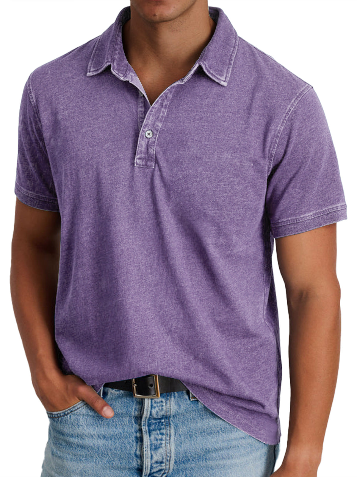 Rocco™ | Herre Bomulds Polo med Korte Ærmer | Komfortabel Vintage Washed Casual Polo til Sommer og Hverdag