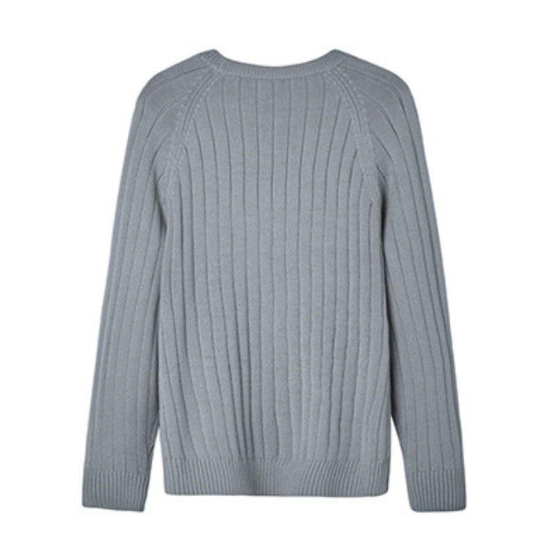 Luca™ | Ribstrikket Trøje med Rund Hals | Komfortabel Mellemvægts Pullover i Neutrale Farver