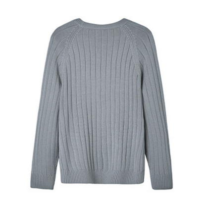 Luca™ | Ribstrikket Trøje med Rund Hals | Komfortabel Mellemvægts Pullover i Neutrale Farver