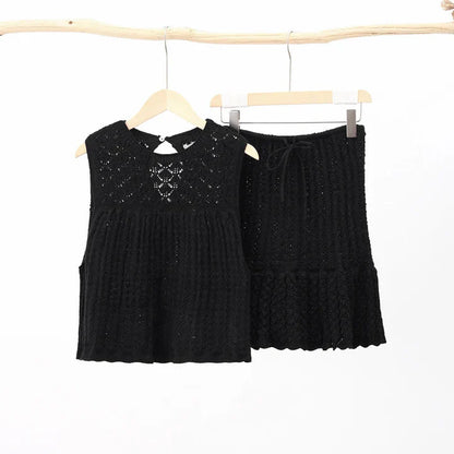 Ilona™ | Damer Hæklet Co-ord Sæt | Let Boho Stil med Hæklet Struktur