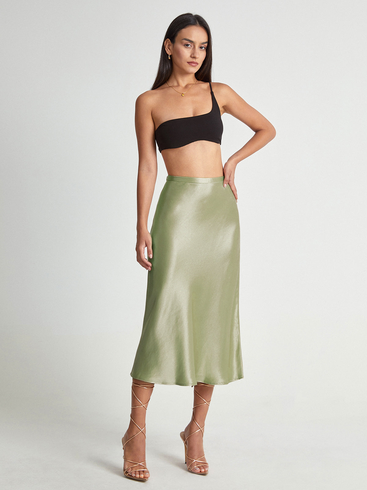 Elira | Satin Midi Nederdel Damer