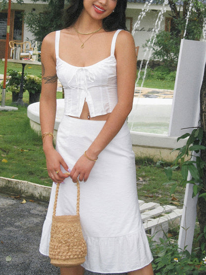 Mina™ | Damer Sommer Co-ord Sæt | Romantiske Blonde Detaljer & Let Pasform