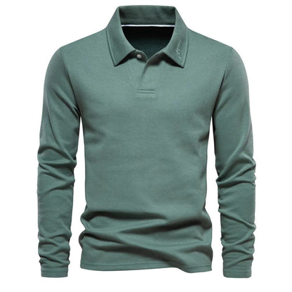 Jay™ | Herrer Luksus Langærmet Poloshirt med Perfekt Pasform til Komfort og Elegance