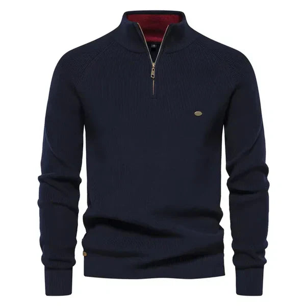 Dante | Herrepullover Med Halv Lynlås & Ståkrave