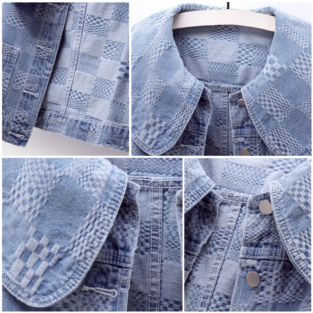 Benthe™ | Damer Vintage Denim Jakke med Oversized Krave | Cropped