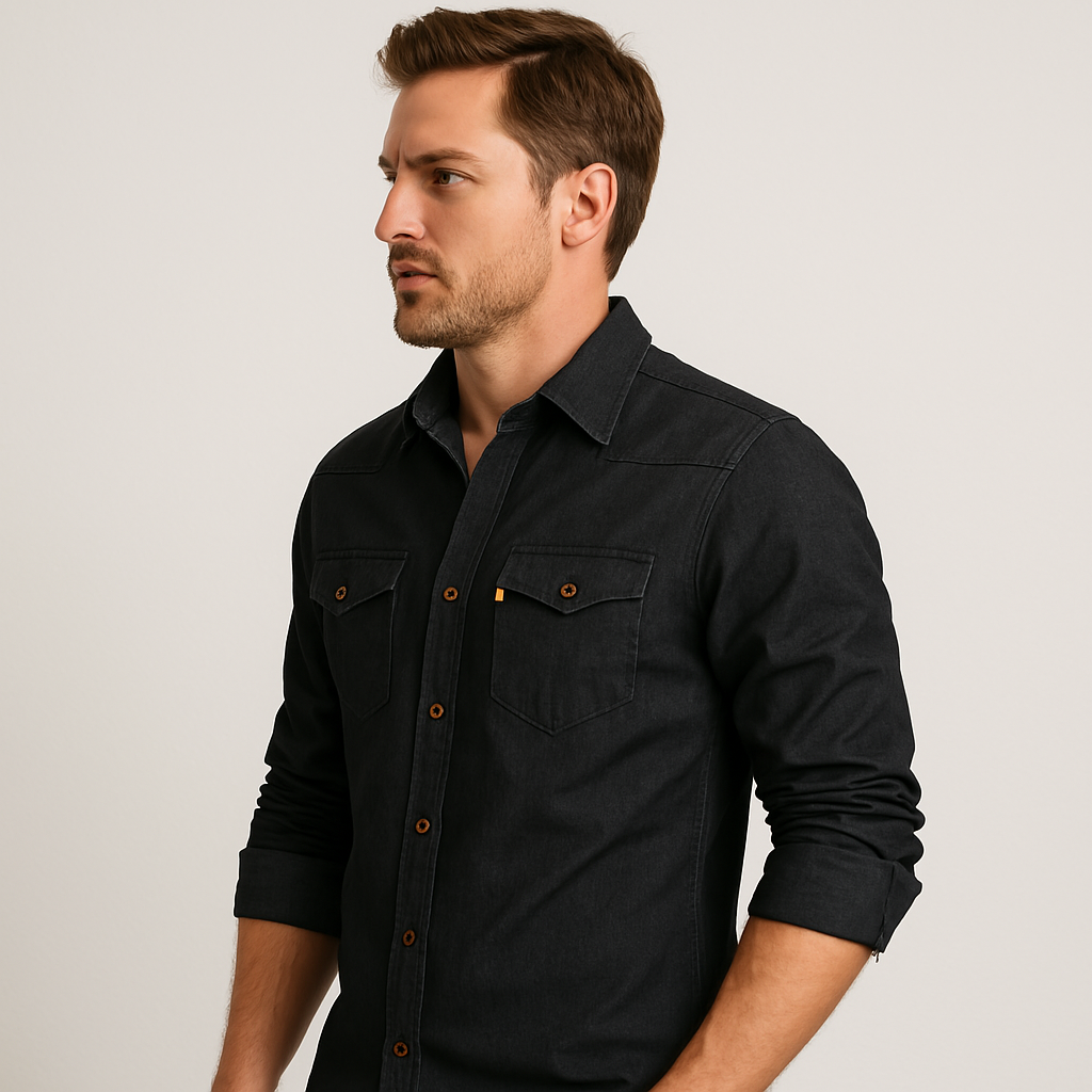 Rafael | Denimskjorte til Herrer | Slim Fit i Westernstil i Sort eller Blå