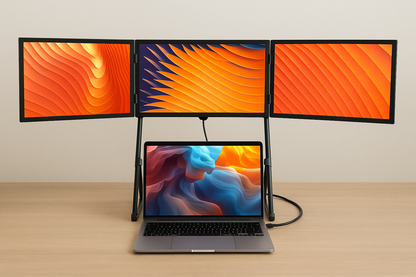 TriScreen Pro™ | Triple Skærmudvidelse til Bærbar | Innovativ Triple Screen Setup til Multitasking og Hjemmearbejde