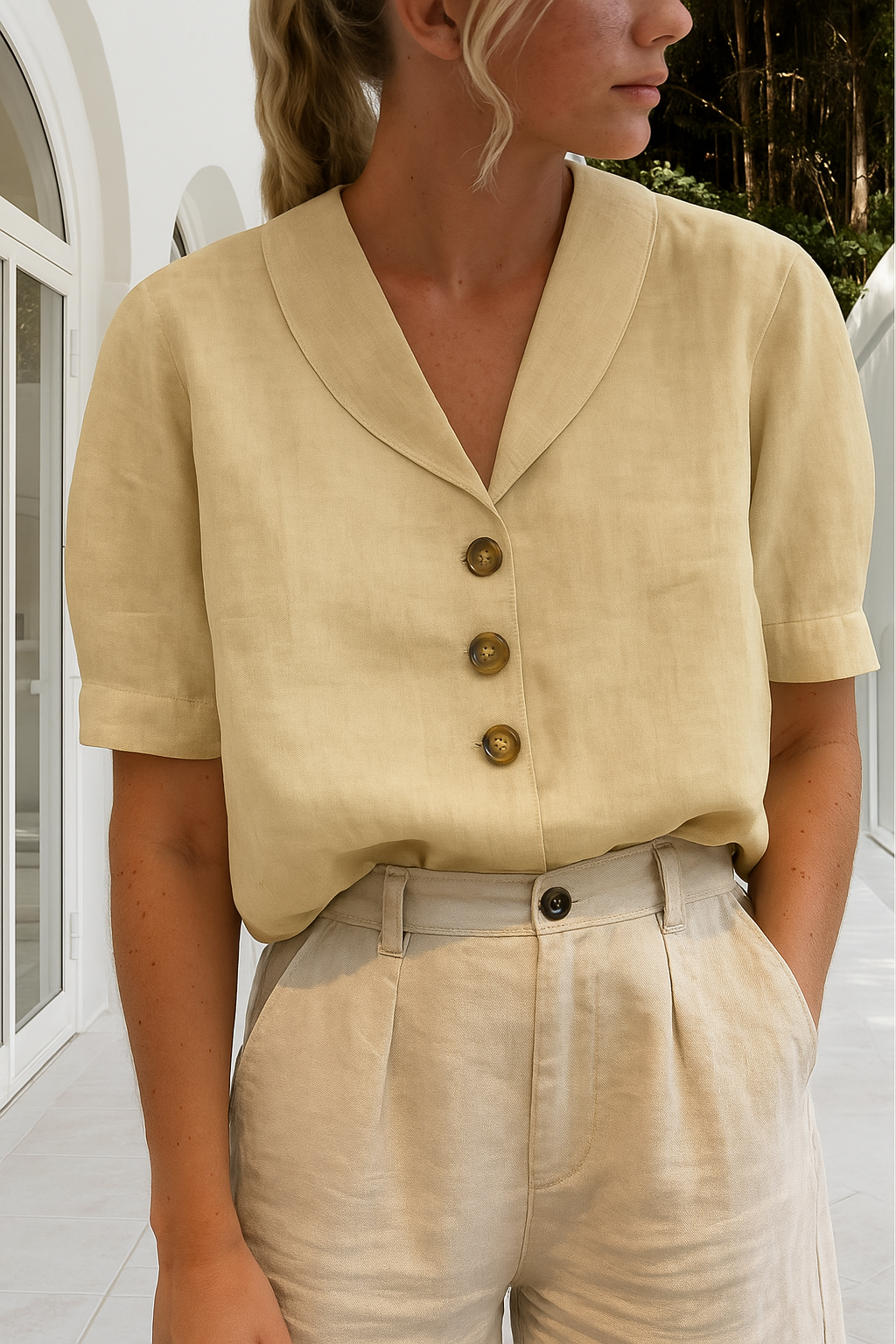 Mireille | V-Hals Sommerbluse Damer