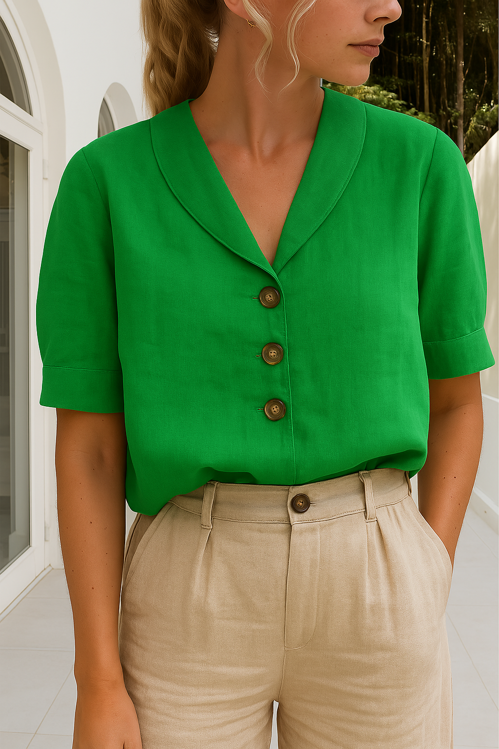 Mireille | V-Hals Sommerbluse Damer