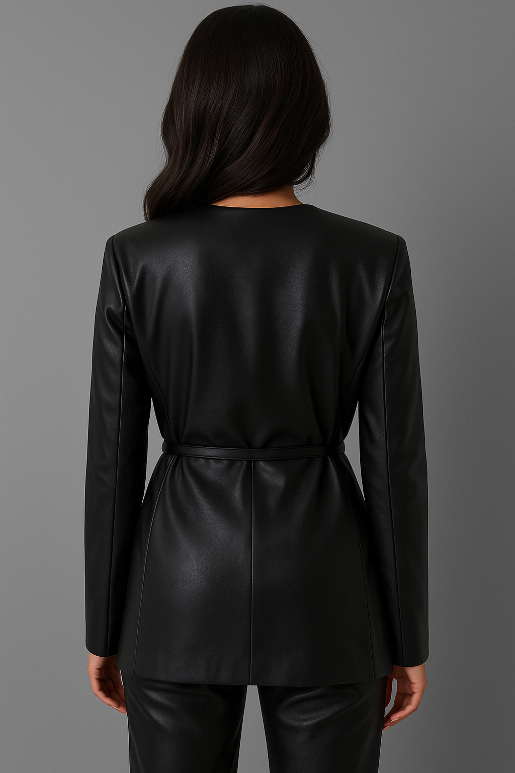 Vera | Lang Faux-Læder Blazer
