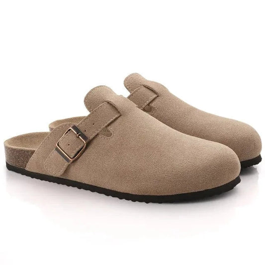 UrbanClassic™ | Unisex Ruskinds Træsko med Spænde | Komfortable Mules med Korksål og Lukket Tå