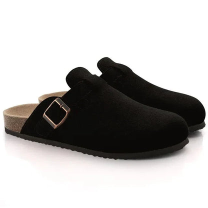 UrbanClassic™ | Unisex Ruskinds Træsko med Spænde | Komfortable Mules med Korksål og Lukket Tå
