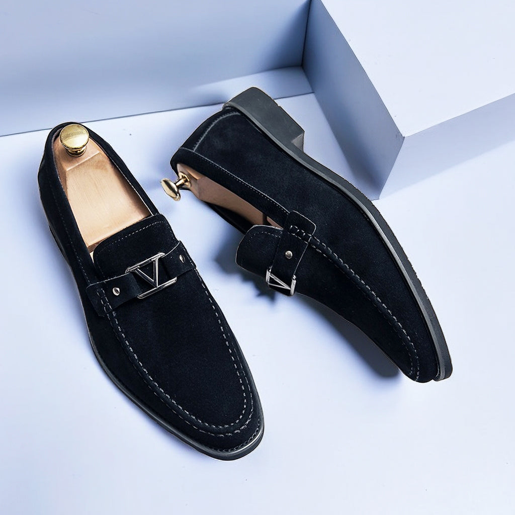 Antonio™ | Herrer Håndlavede Loafers i Ruskind med Gunmetal Spænder