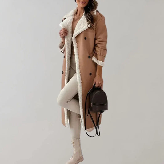Mea™ | Dame Lang Plysforet Trenchcoat | Luksuriøs & Blød